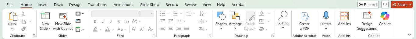 The ribbon in PowerPoint